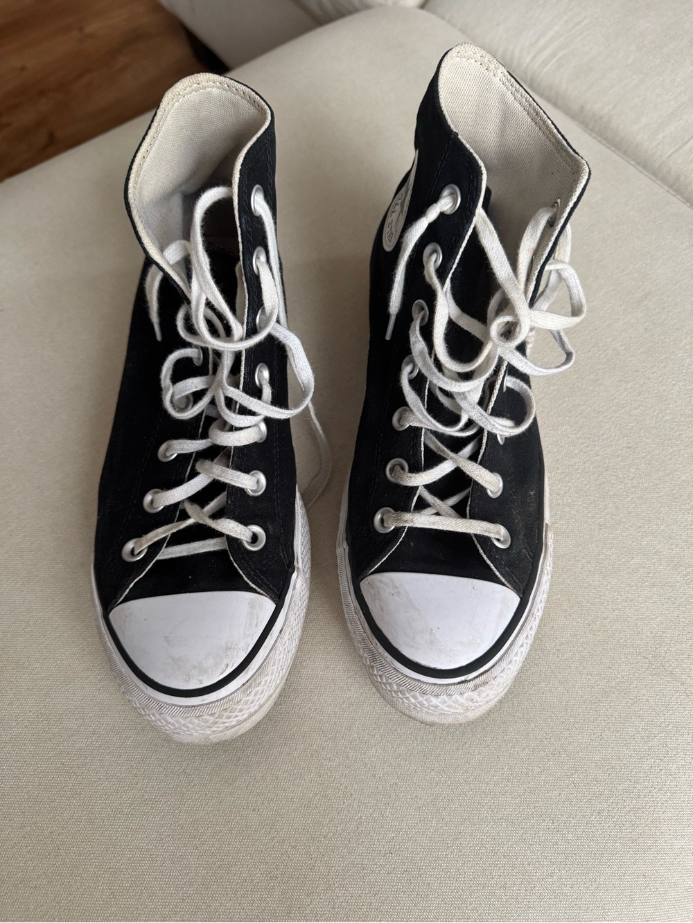 Platform Converse Black & White High Top Sneakers
